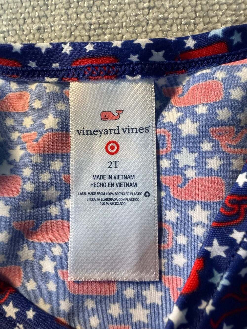 Vineyard Vines for Target Toddler Girls Patriotic Star and Whale Print Long Slee - Picture 2 of 3